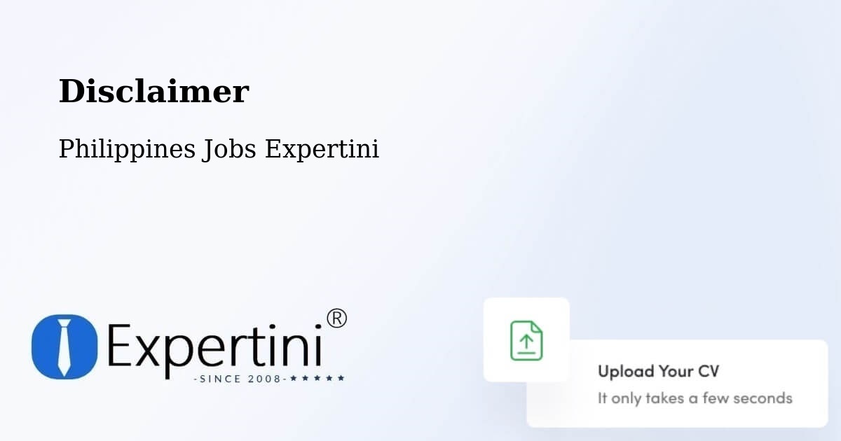Disclaimer – Agno - Philippines Jobs Expertini